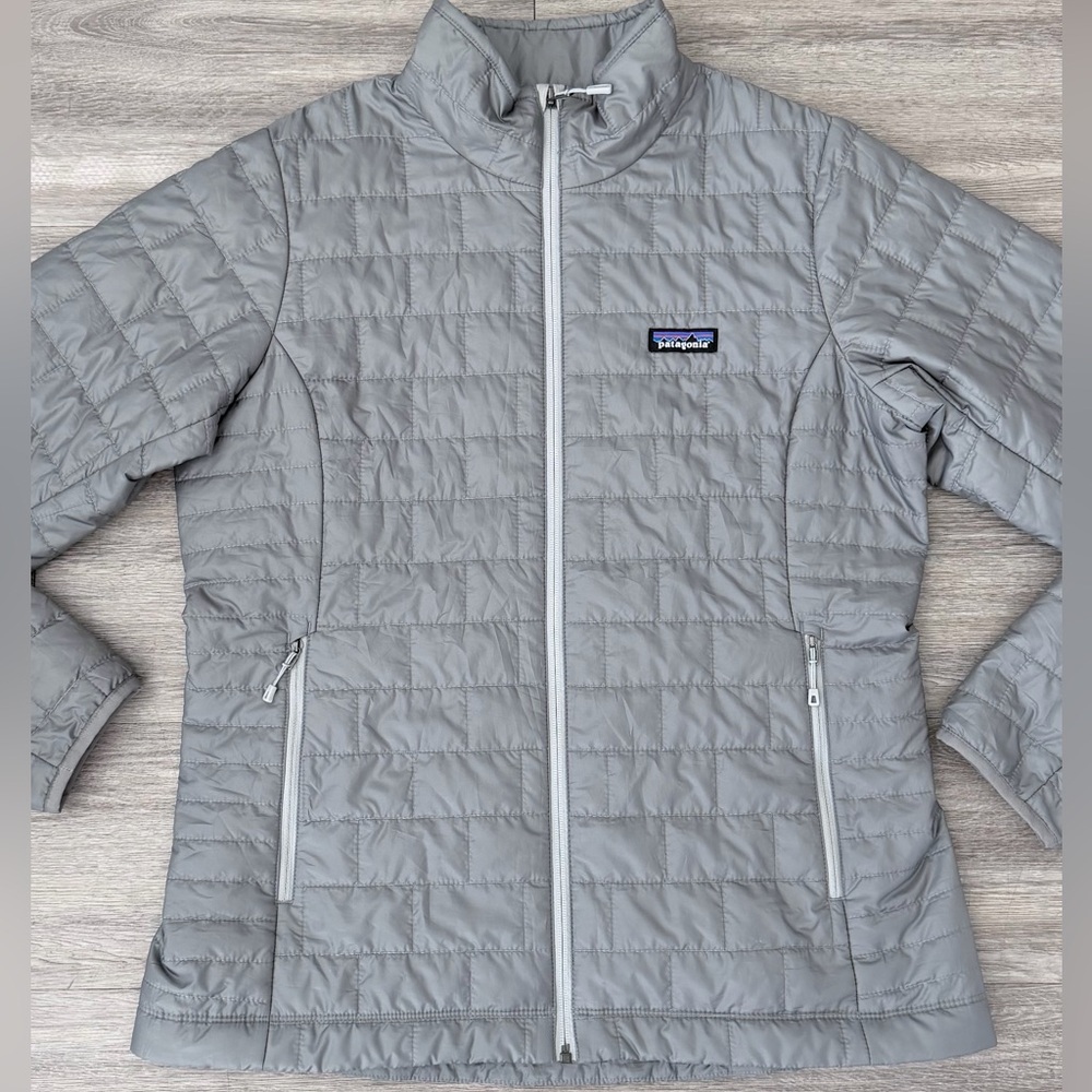 Patagonia Nano Puff Jacket Womens Large Silver / Gray Puffer Coat SP22 Excellent